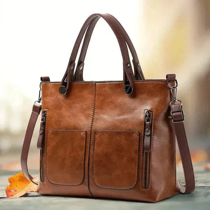 Elegante bolso de hombro de cuero vintage