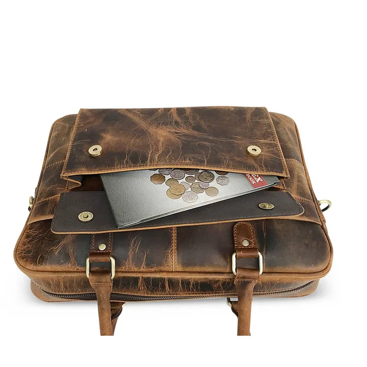 Bolsa para Laptop de Cuero Marrón Cazador