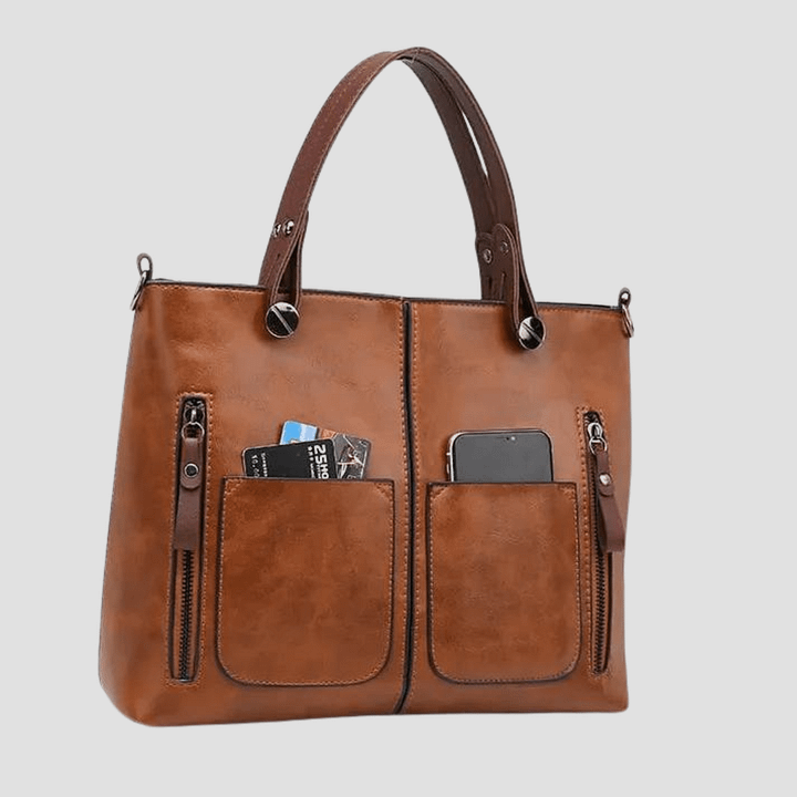 Elegante bolso de hombro de cuero vintage