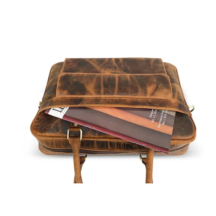 Bolsa para Laptop de Cuero Marrón Cazador